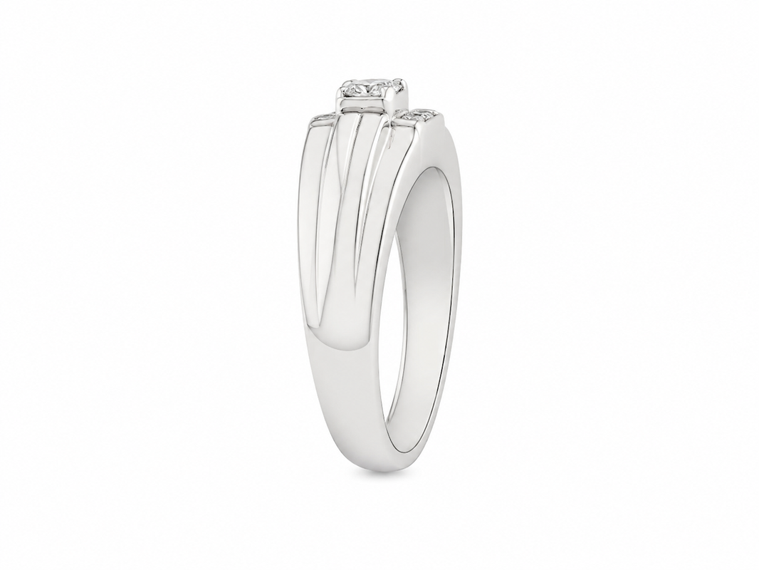 10K White Gold Men's Band 0.53 ct Natural Diamond