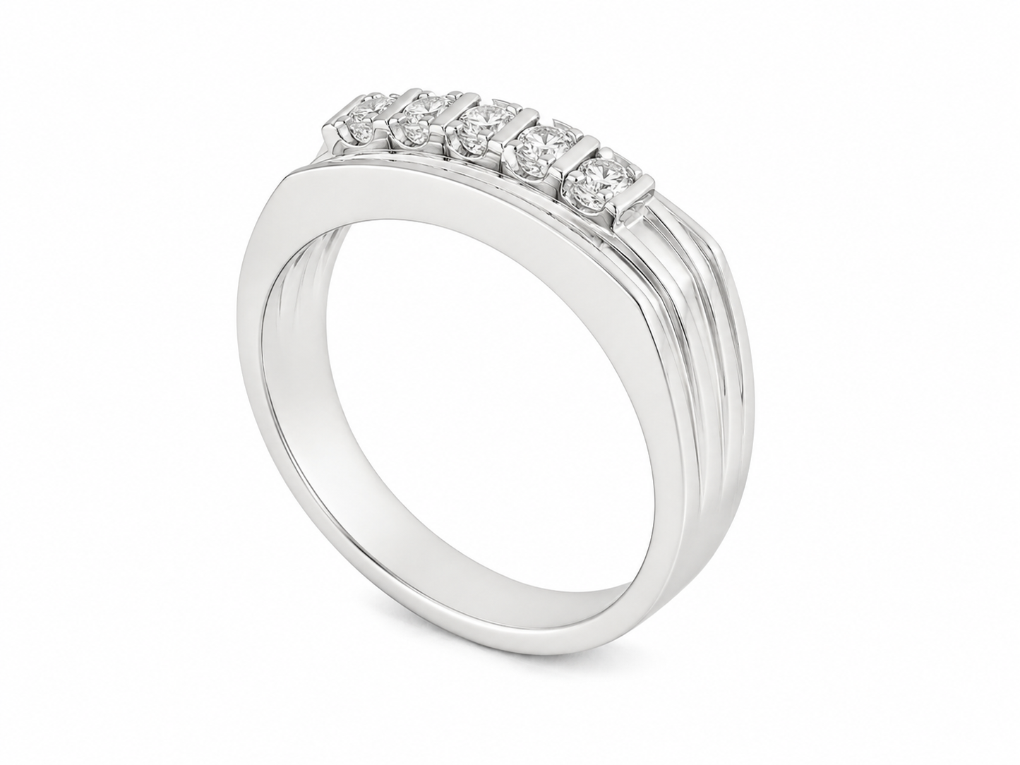 10K White Gold Men's Band 0.53 ct Natural Diamond