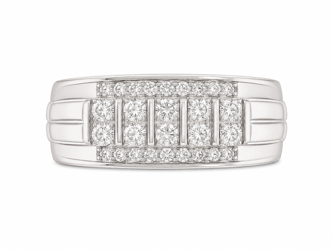 10K White Gold Men's Band 0.53 ct Natural Diamond