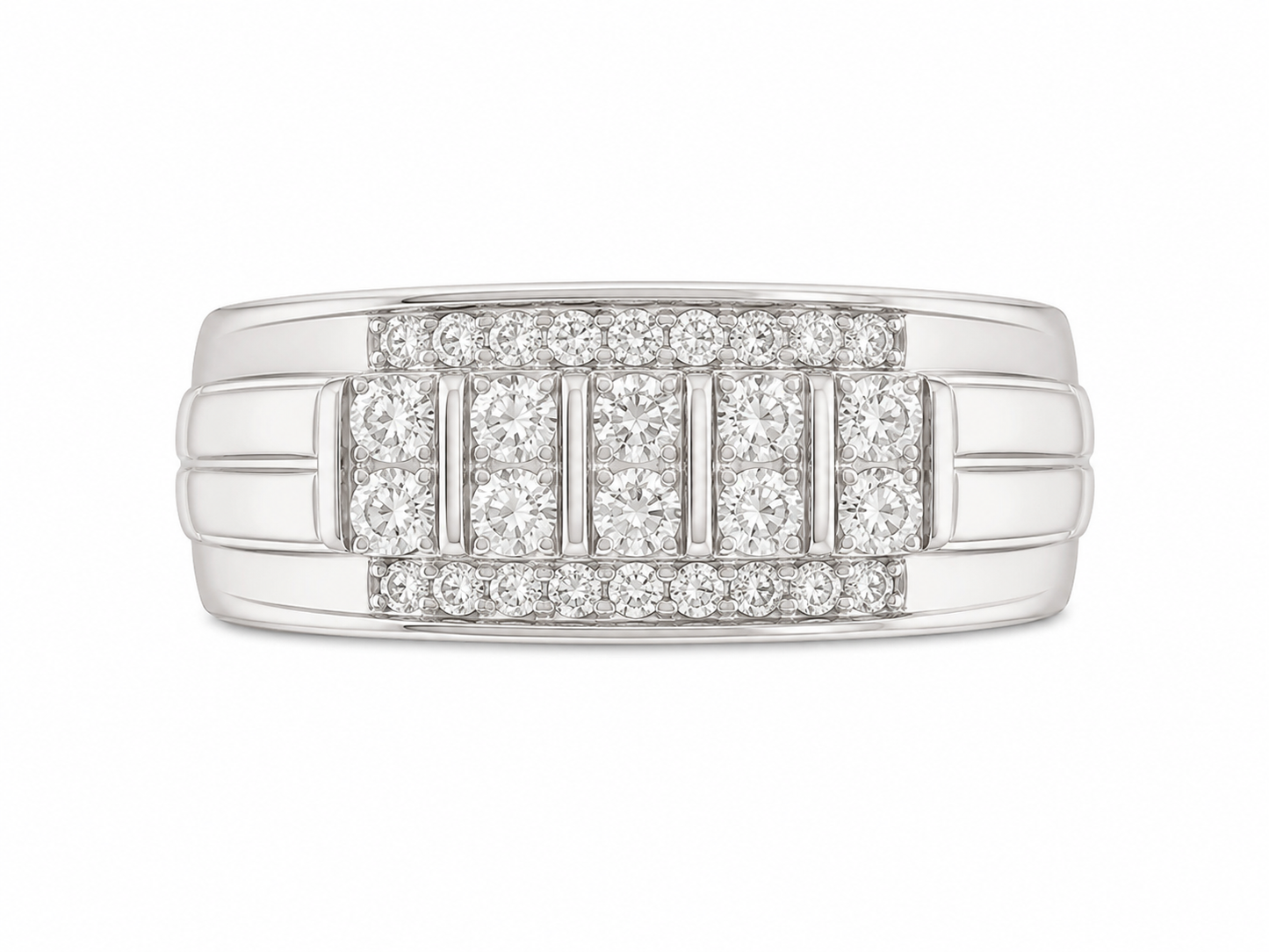 10K White Gold Men's Band 0.53 ct Natural Diamond