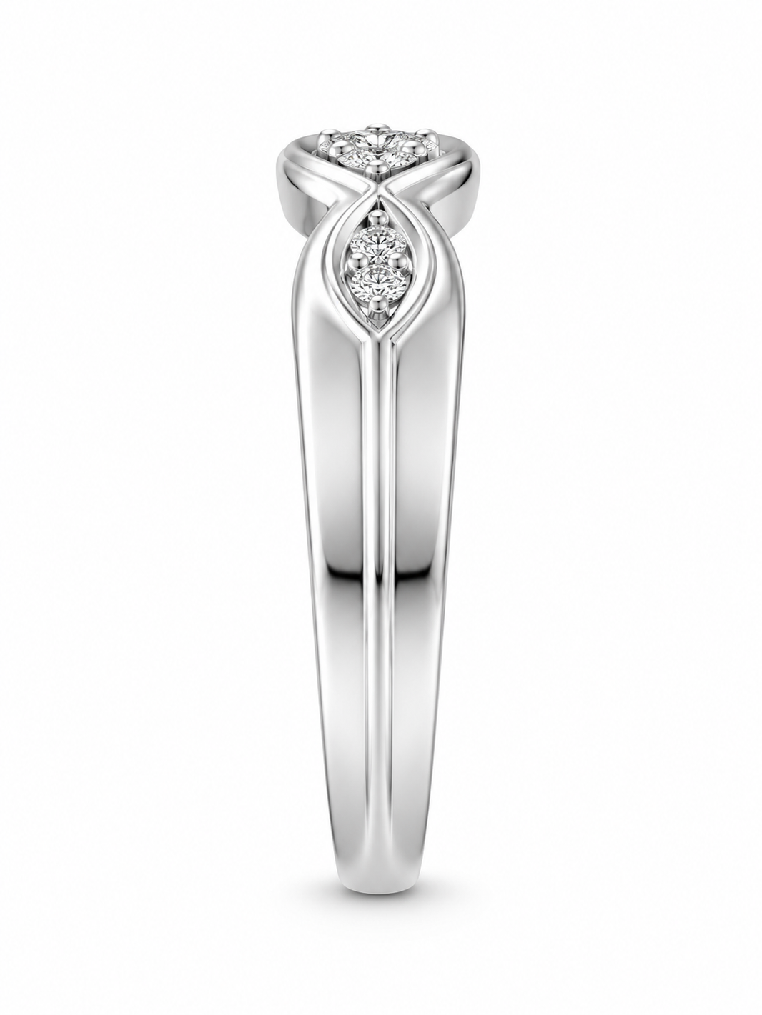 10K White Gold Men's Band 0.10 ct Natural Diamond