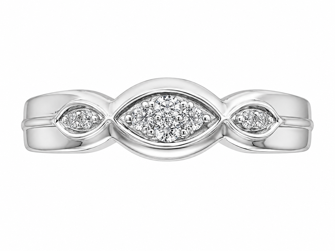 10K White Gold Men's Band 0.10 ct Natural Diamond