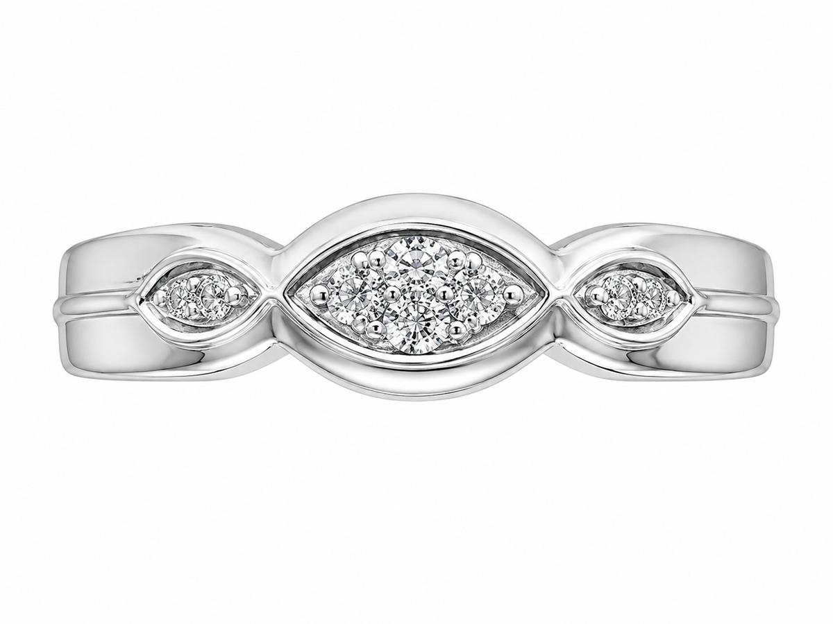 10K White Gold Men's Band 0.10 ct Natural Diamond