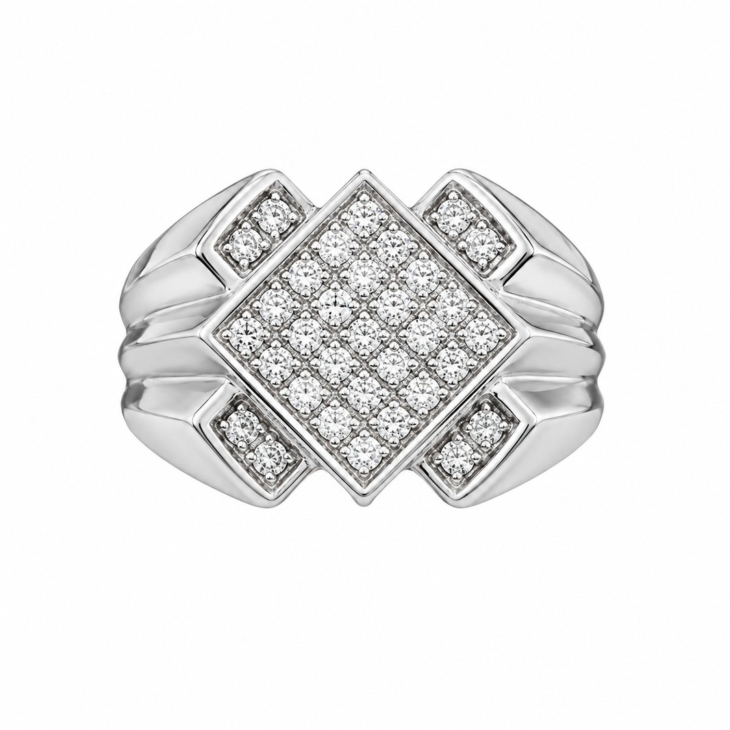10K White Gold Men's Ring 0.27 ct Natural Diamond
