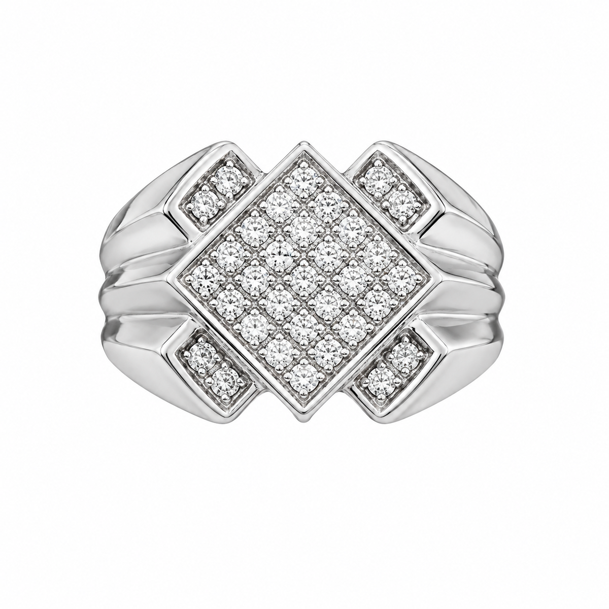 10K White Gold Men's Ring 0.27 ct Natural Diamond