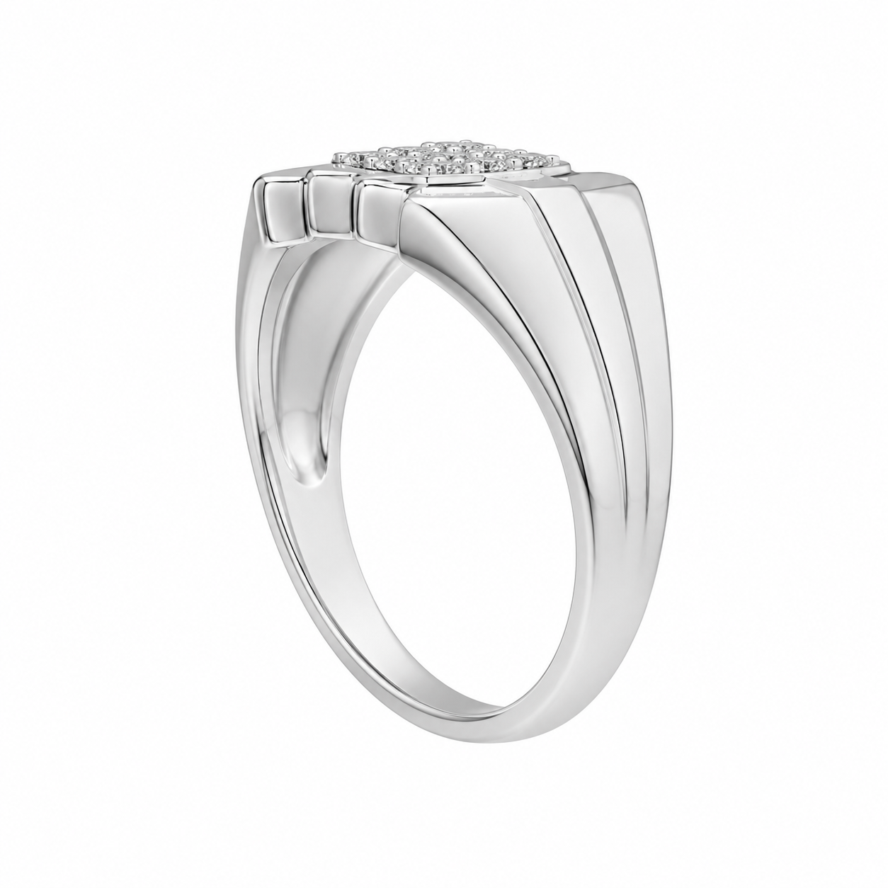 10K White Gold Men's Ring 0.27 ct Natural Diamond