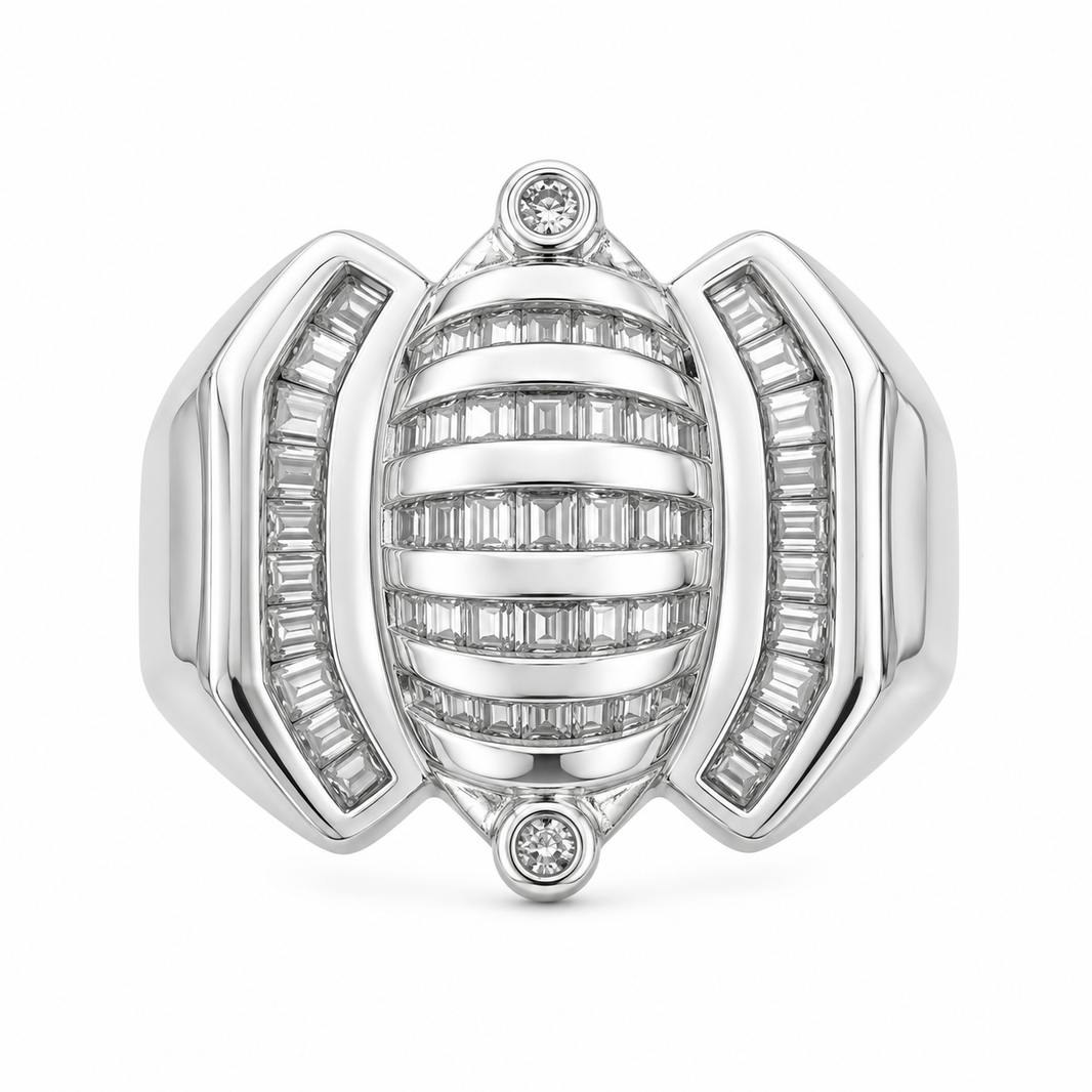 14K White Gold Men's Ring Cushion 1.00 ct Natural Diamond