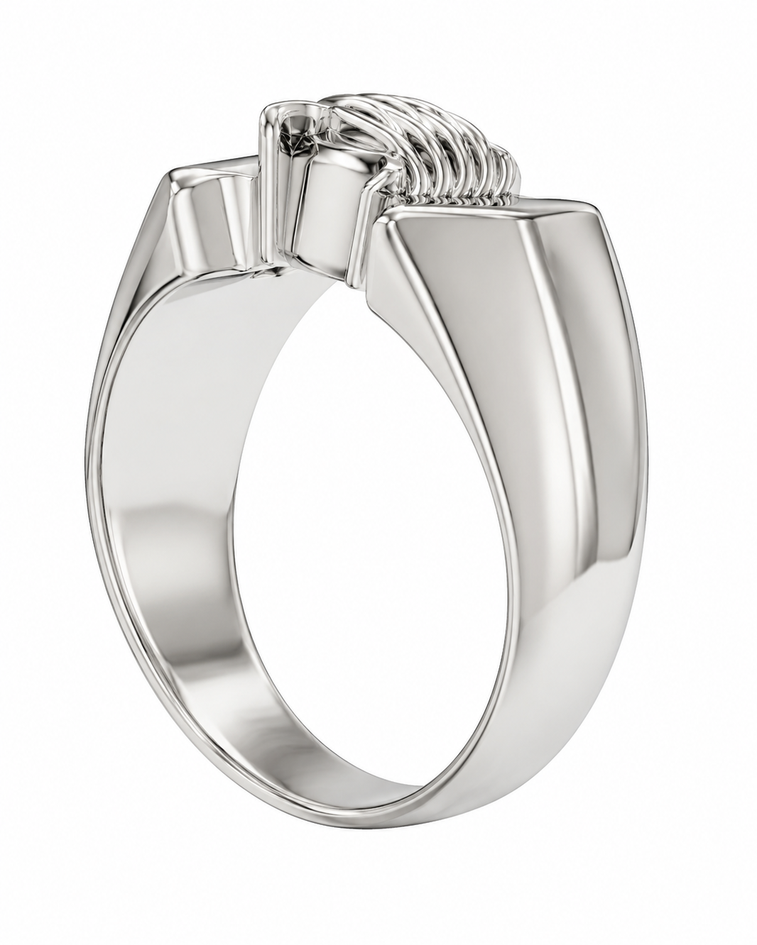 14K White Gold Men's Ring Cushion 1.00 ct Natural Diamond