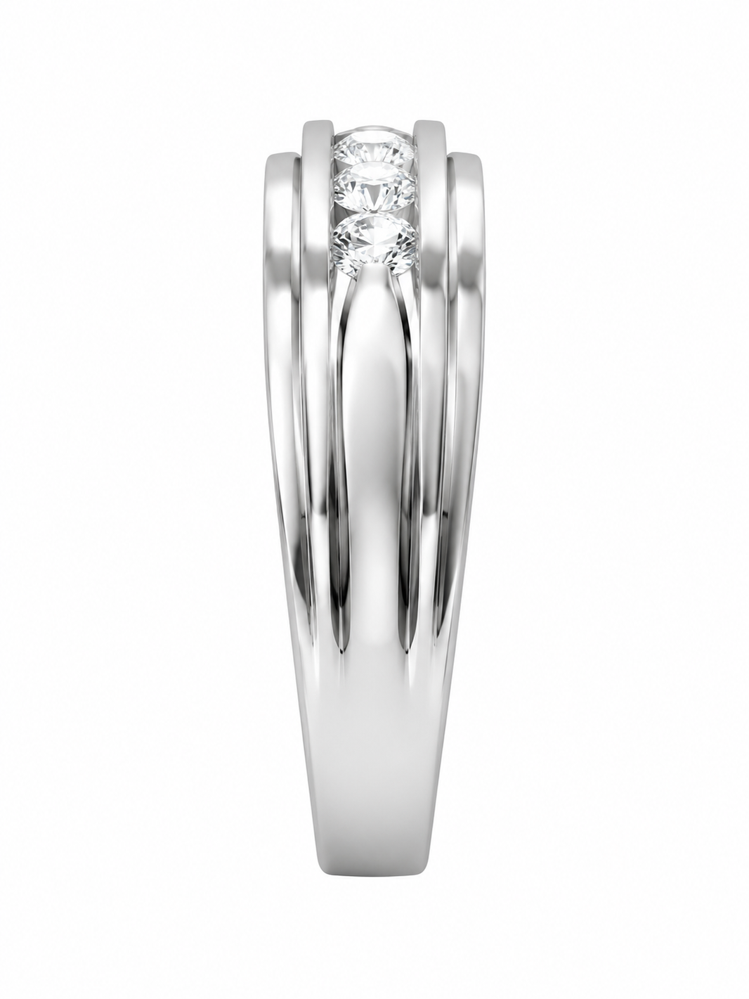 14K White Gold Men's Ring 0.52 ct Natural Diamond