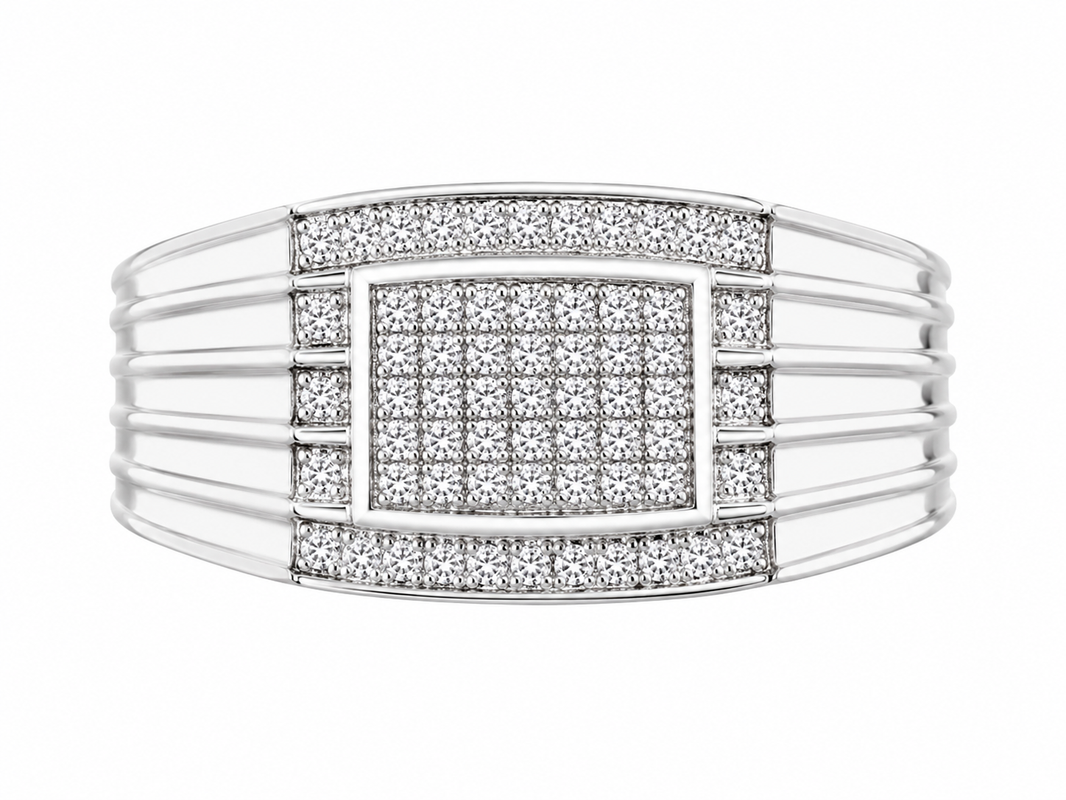 10K White Gold Men's Ring 0.20 ct Natural Diamond