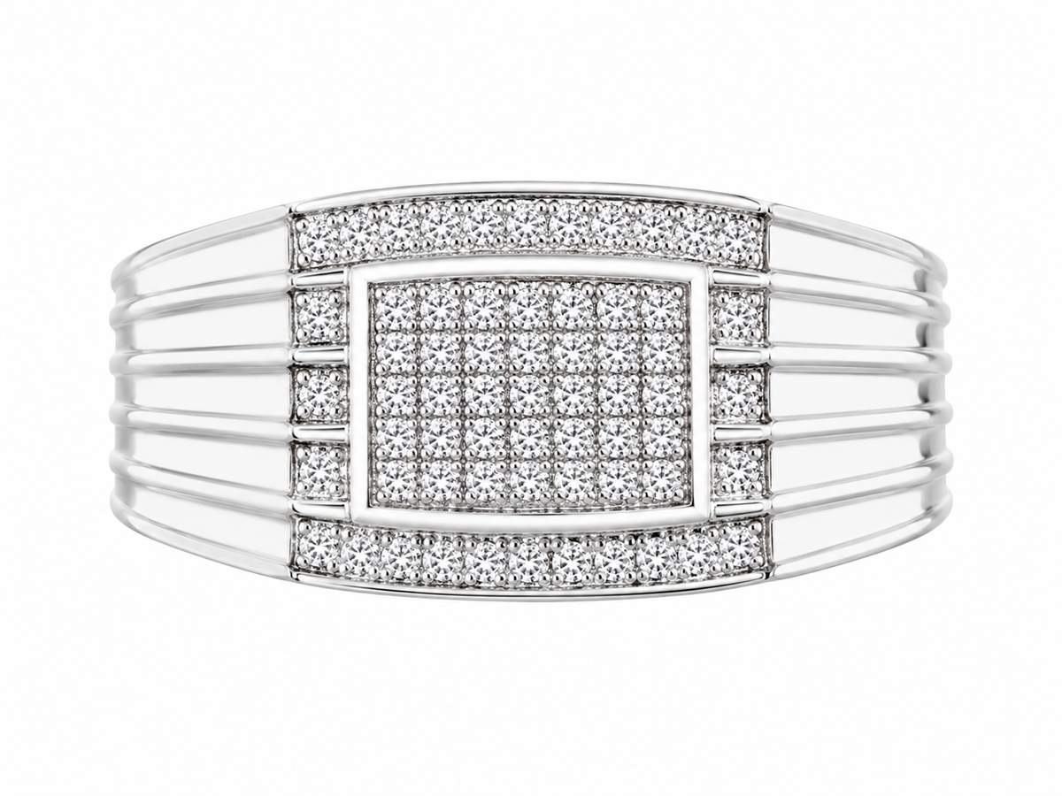 10K White Gold Men's Ring 0.20 ct Natural Diamond