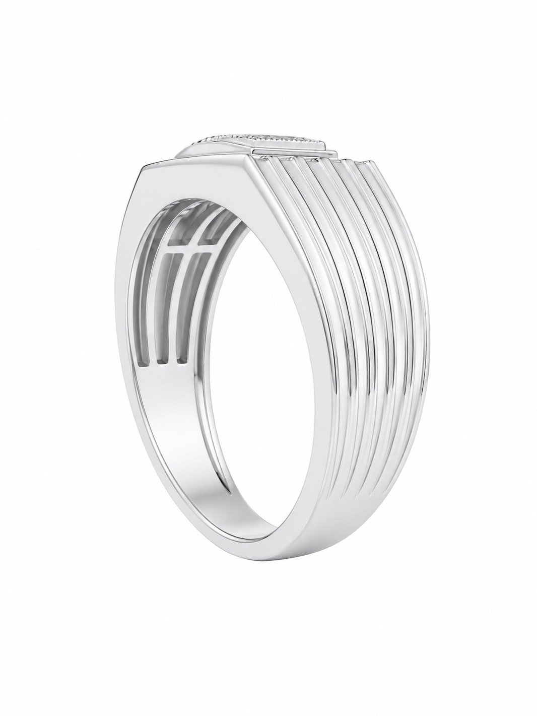 10K White Gold Men's Ring 0.20 ct Natural Diamond