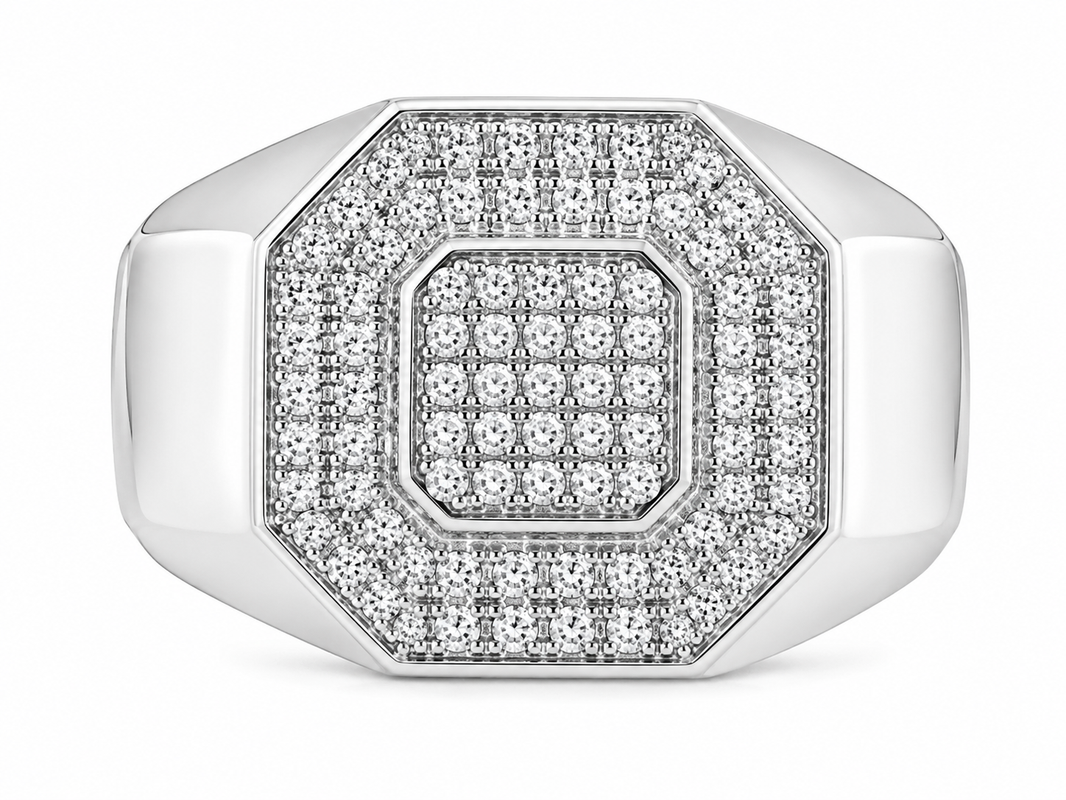 10K White Gold Men's Ring 0.25 ct Natural Diamond