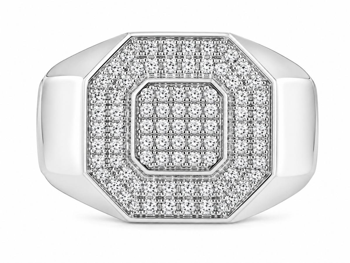 10K White Gold Men's Ring 0.25 ct Natural Diamond