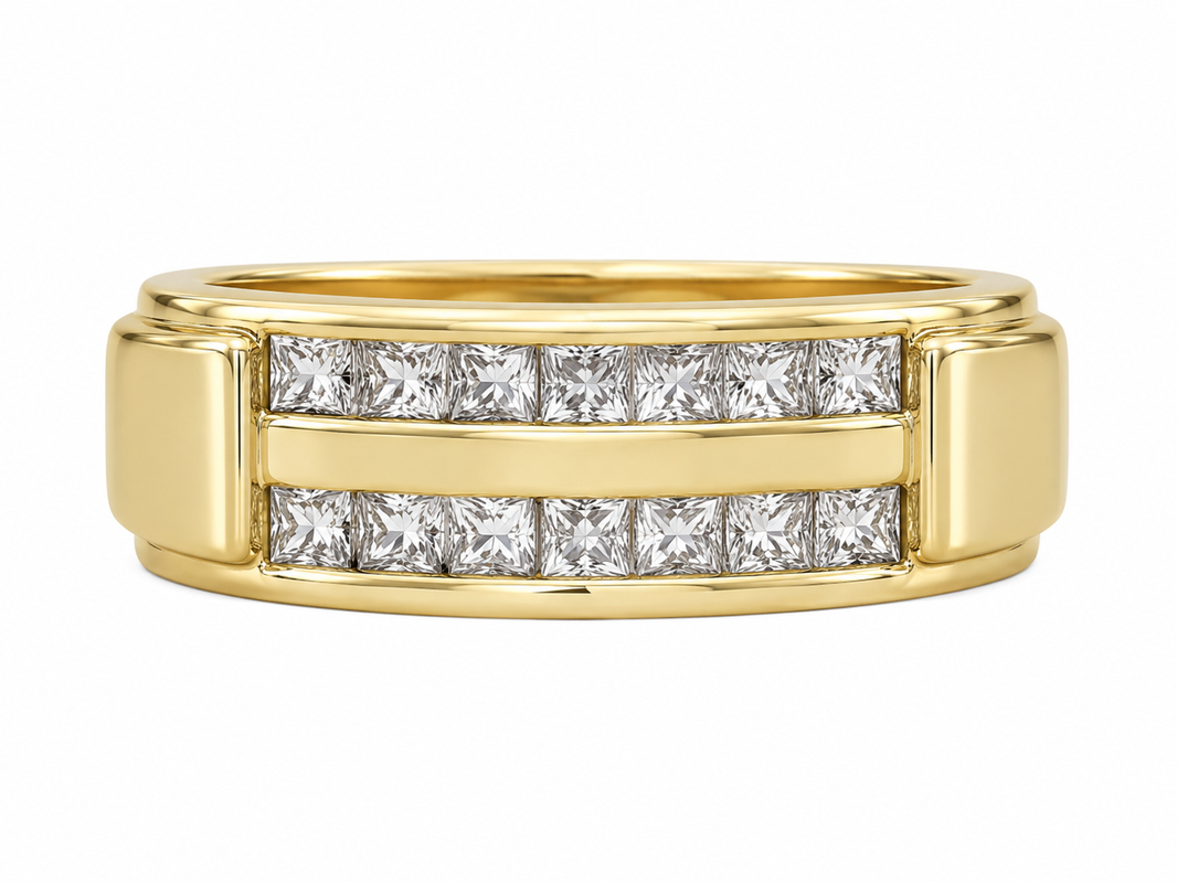 10K Yellow Gold Men's Ring 0.20 ct Natural Diamond