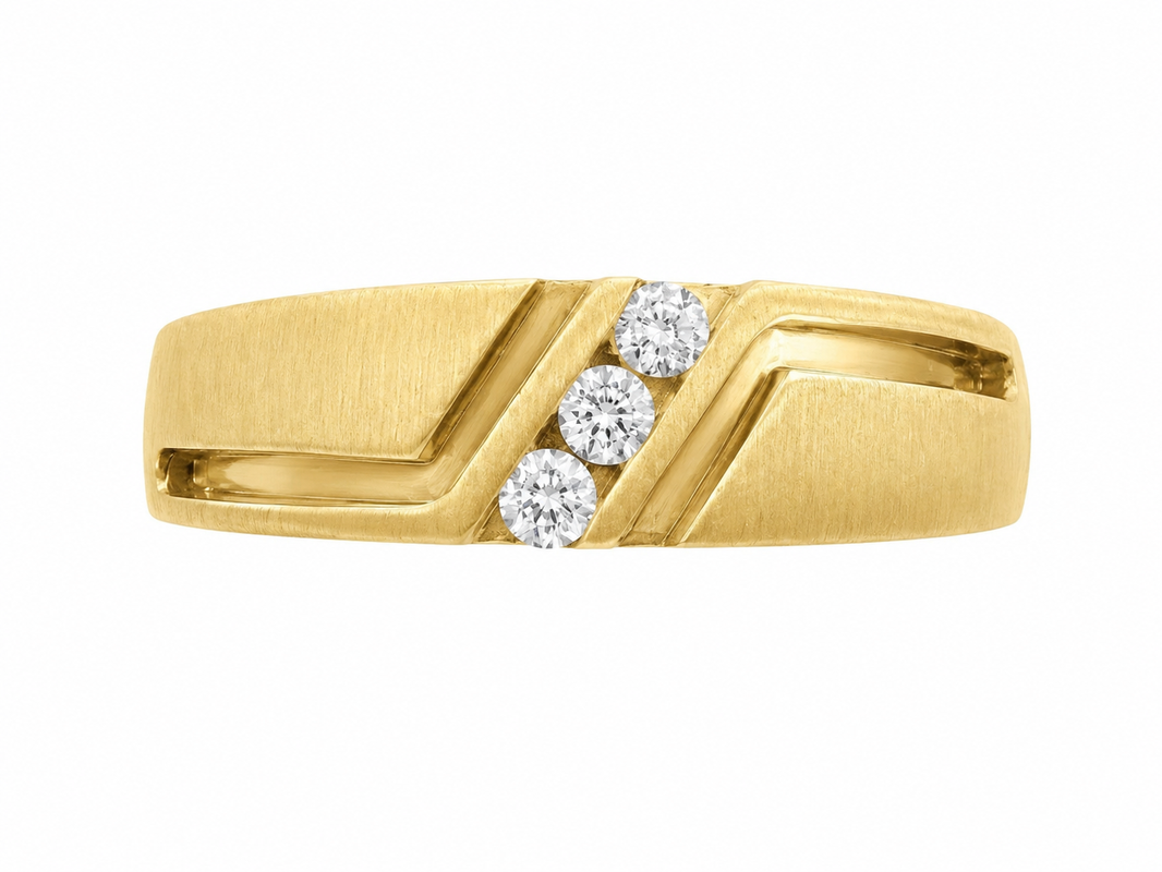 14K Yellow Gold Men's Band 0.10 ct Natural Diamond