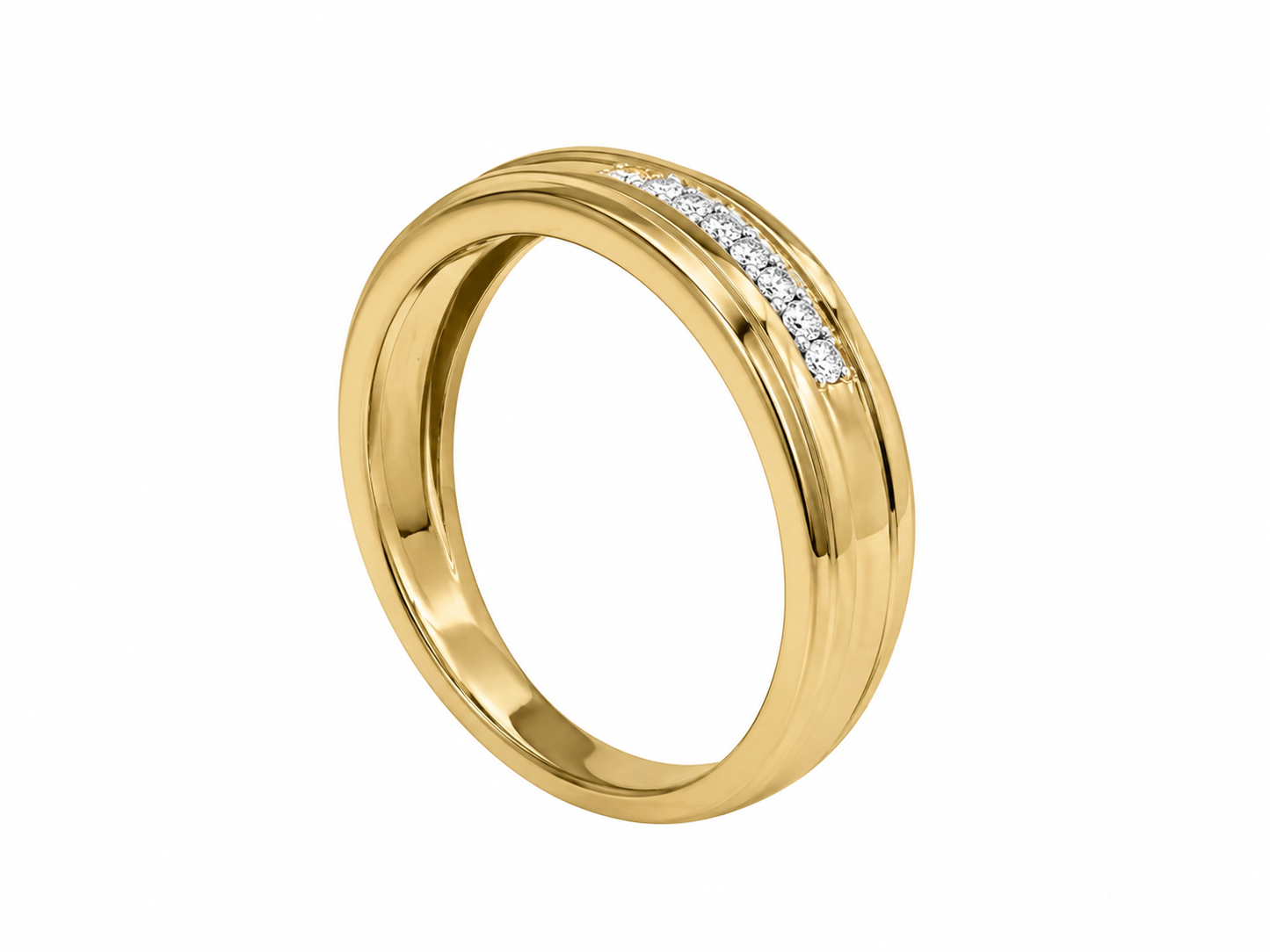10K Yellow Gold Men's Band 0.12 ct Natural Diamond