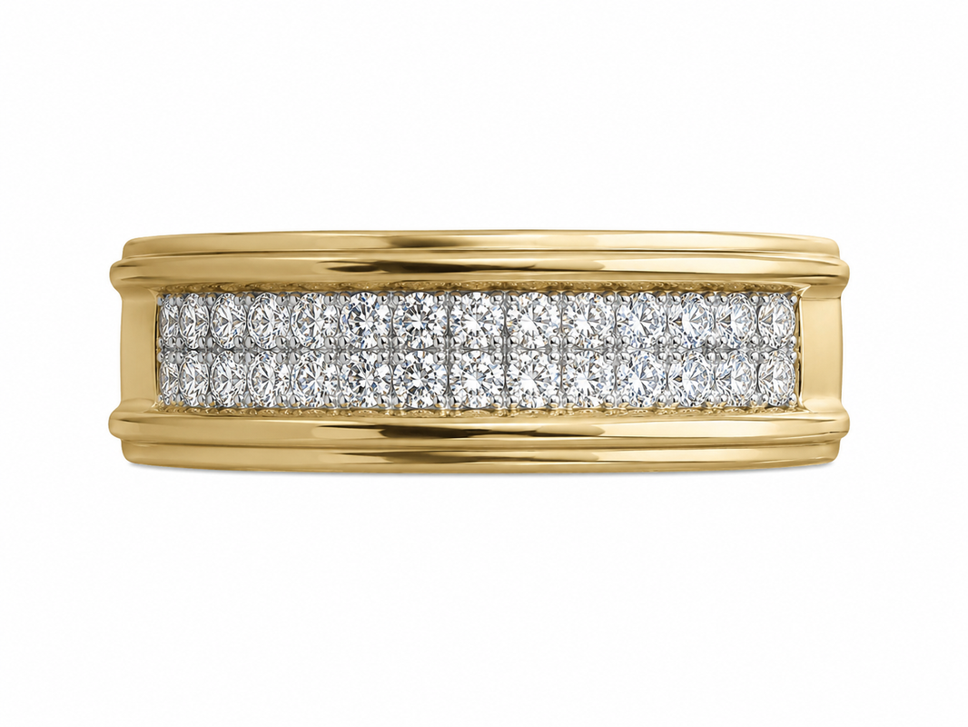 10K Yellow Gold Men's Band 0.12 ct Natural Diamond