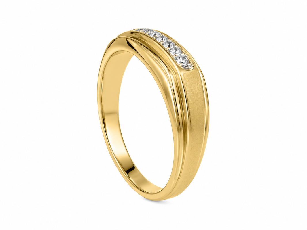10K Yellow Gold Band 0.16 ct Natural Diamond