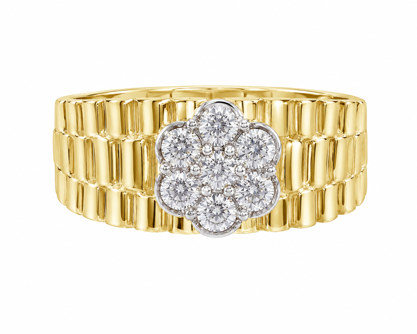 10K Yellow Gold Men's Presidential Style Ring 0.45 ct Natural Diamond
