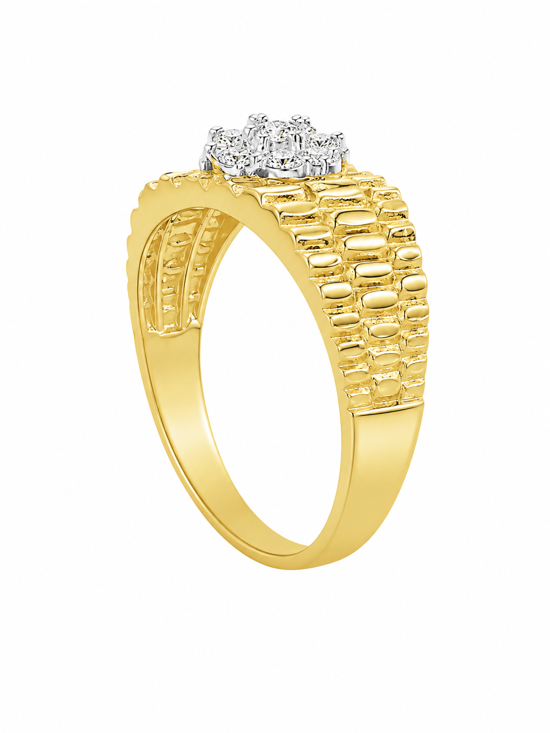 10K Yellow Gold Men's Presidential Style Ring 0.45 ct Natural Diamond