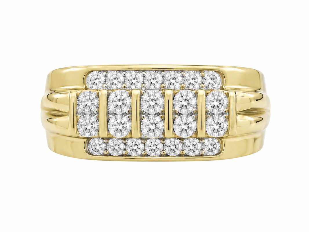 10K Yellow Gold Men's Ring 0.48 ct Natural Diamond