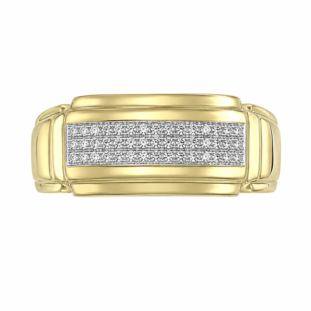 10K Yellow Gold Men's Band 0.15 ct Natural Diamond