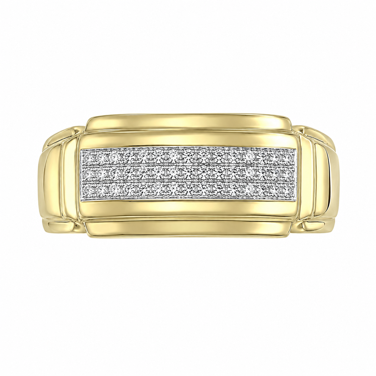 10K Yellow Gold Men's Band 0.15 ct Natural Diamond