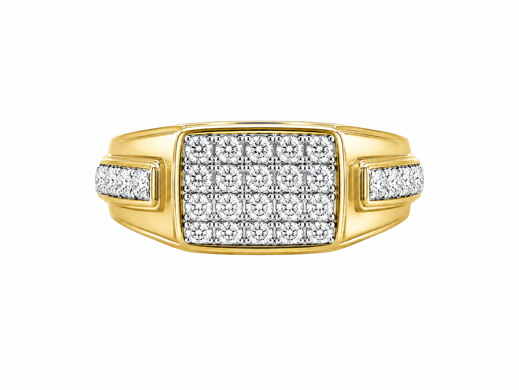10K Yellow Gold Men's Ring 0.50 ct Natural Diamond