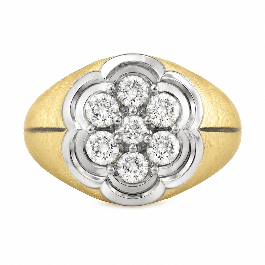 10K Two-Tone Gold Men's Ring 0.15 ct Natural Diamond