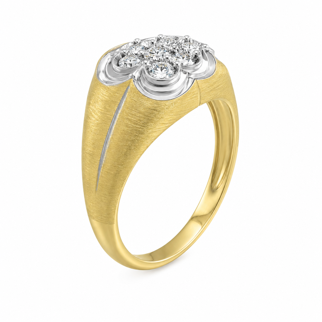 10K Two-Tone Gold Men's Ring 0.15 ct Natural Diamond