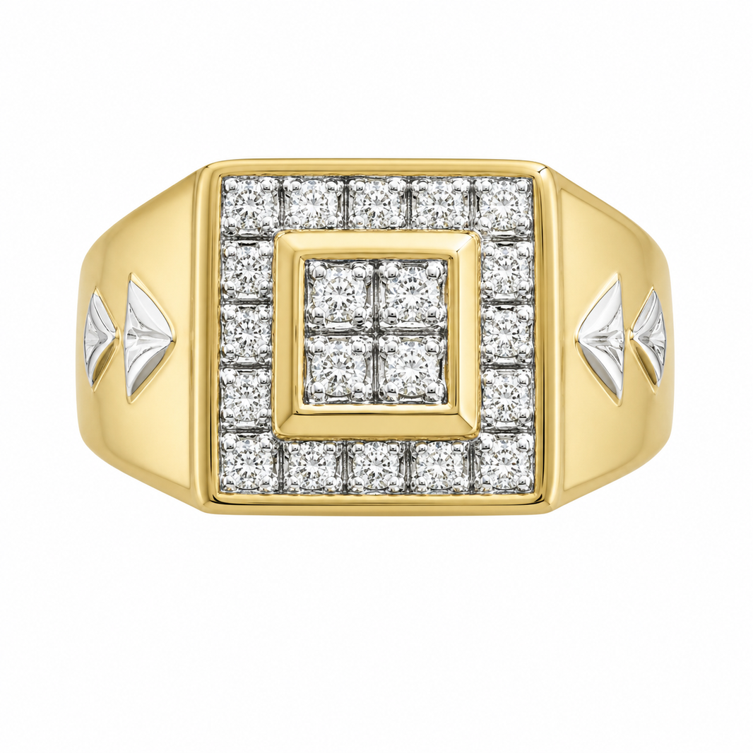 10K Yellow Gold Men's Ring 0.34 ct Natural Diamond
