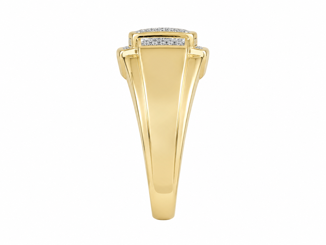 10K Yellow Gold Men's Ring 0.10 ct Natural Diamond