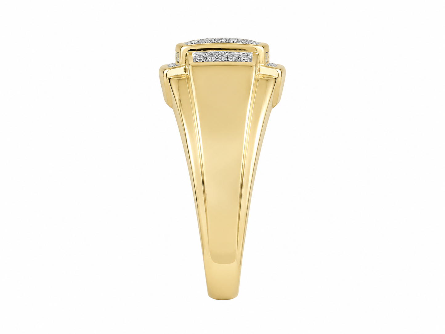 10K Yellow Gold Men's Ring 0.10 ct Natural Diamond