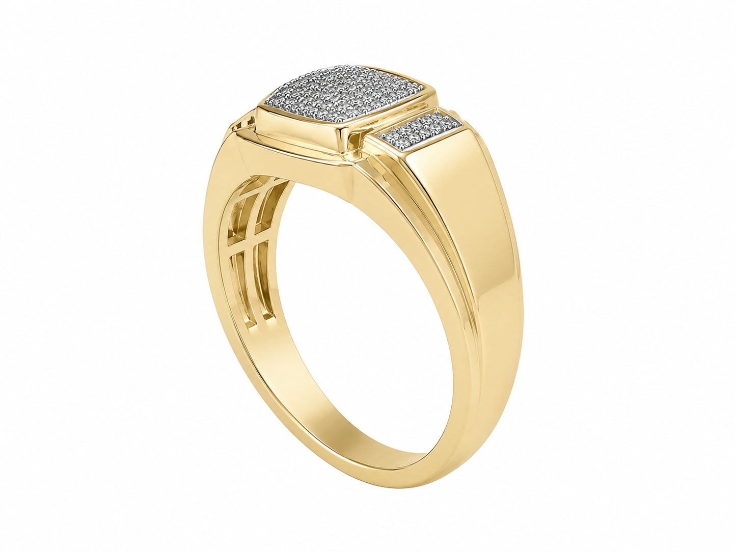10K Yellow Gold Men's Ring 0.10 ct Natural Diamond