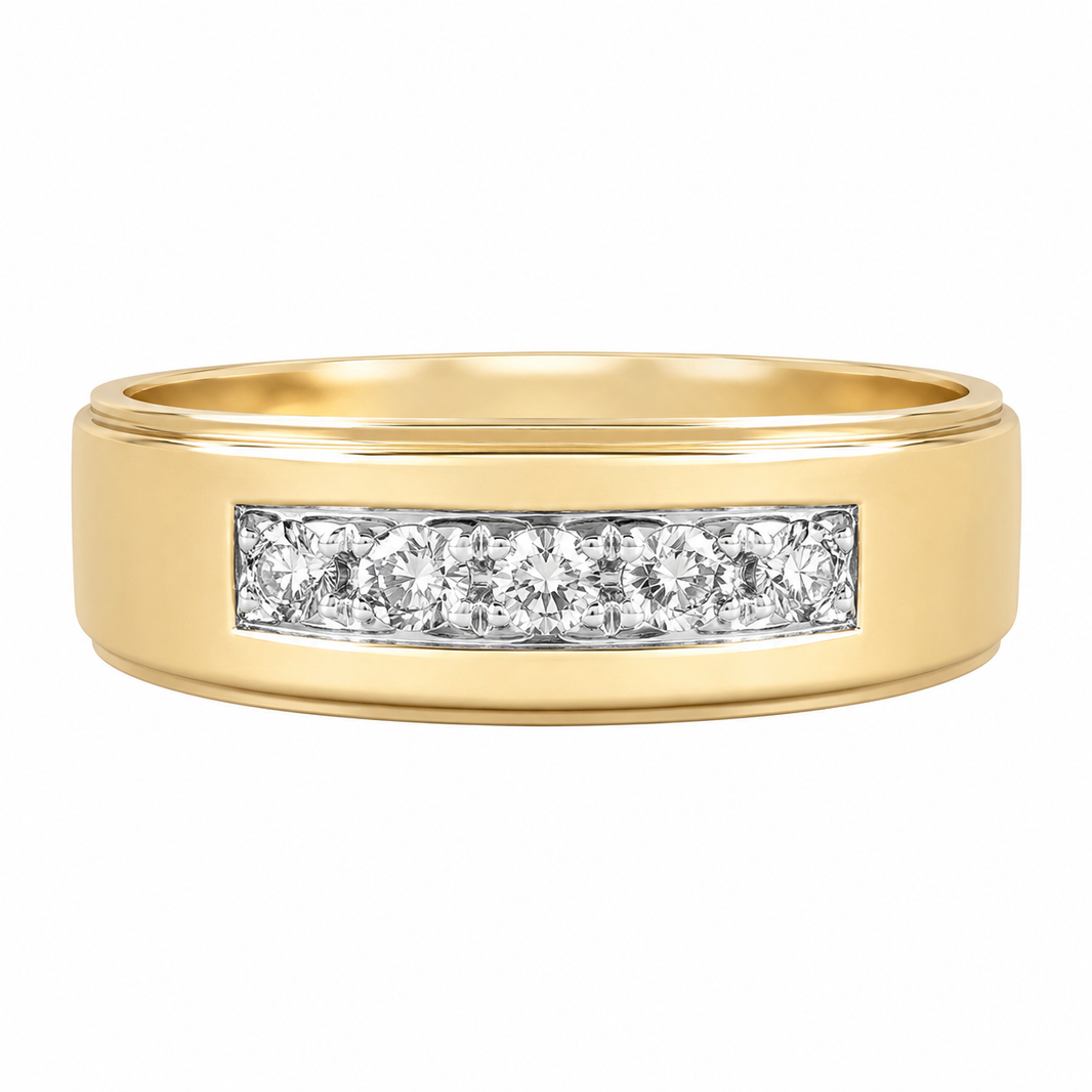 14K Yellow Gold Men's Ring 0.25 ct Natural Diamond