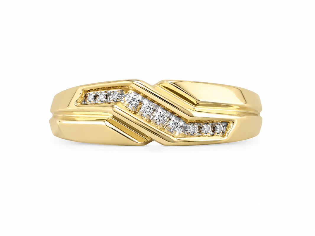 10K Yellow Gold Ring 0.02 ct Natural Diamond