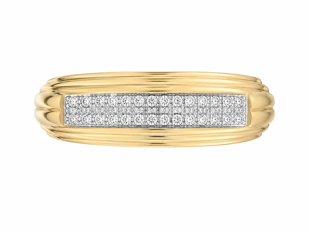 10K Yellow Gold Men's Ring 0.10 ct Natural Diamond