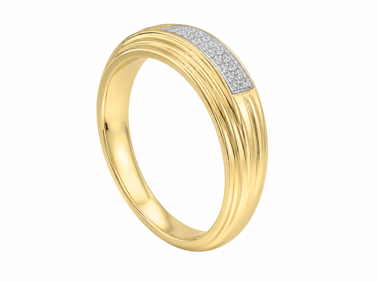 10K Yellow Gold Men's Ring 0.10 ct Natural Diamond