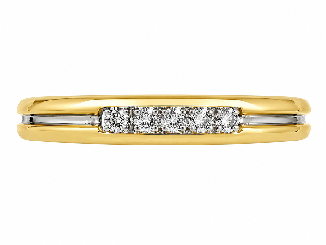 14K Two-Tone Gold Men's Band 0.15 ct Natural Diamond