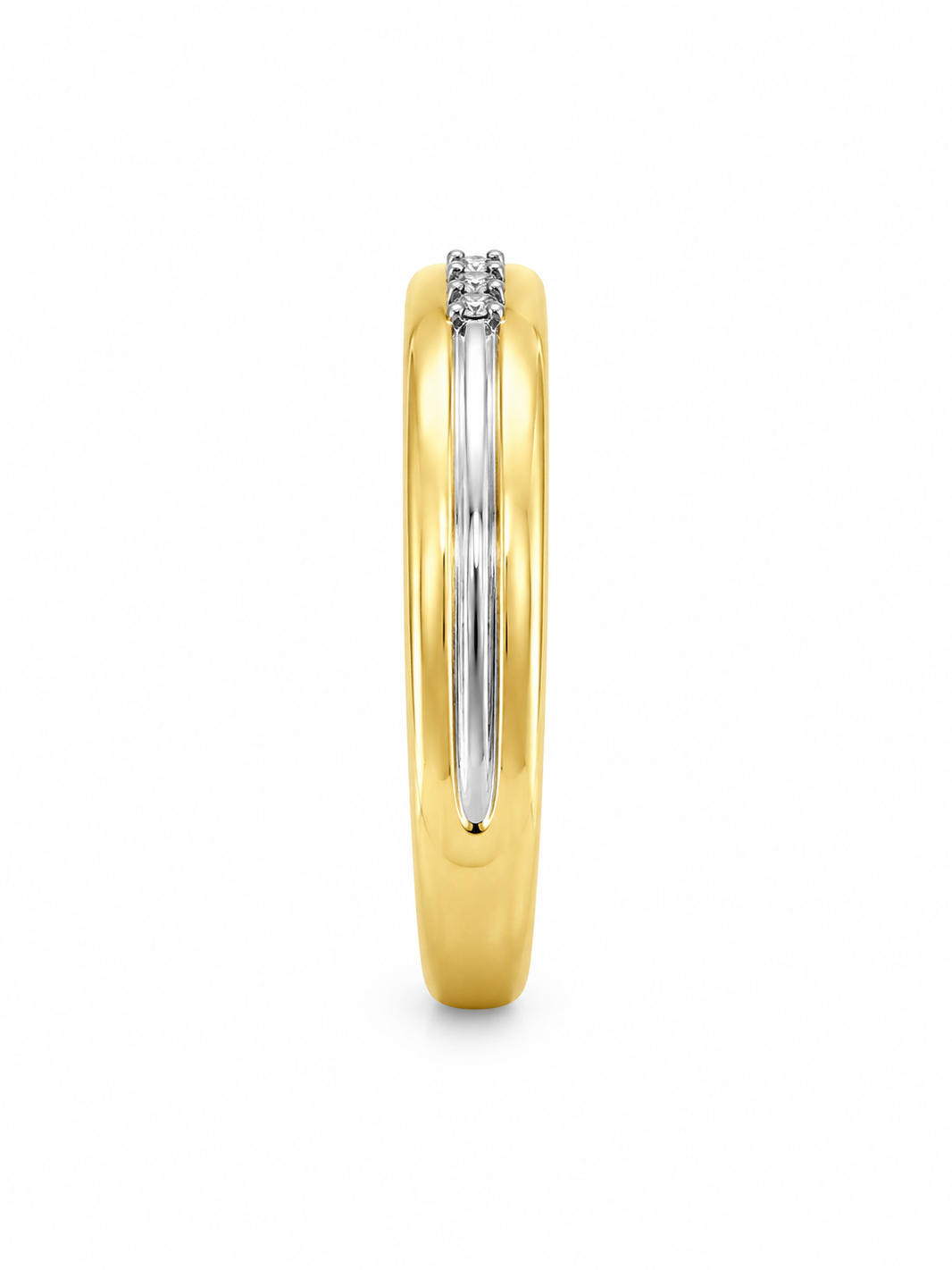 14K Two-Tone Gold Men's Band 0.15 ct Natural Diamond