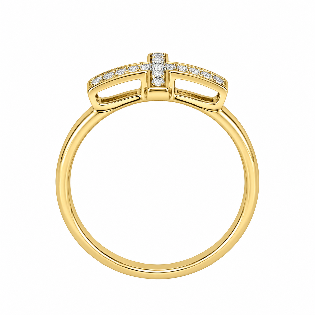 10K White Gold Men's Cross Ring 0.15 ct Natural Diamond