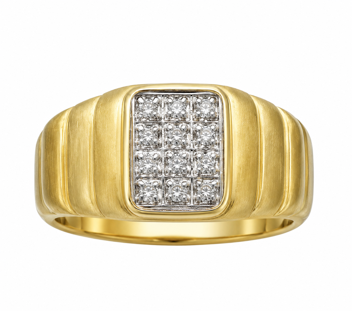 10K Yellow Gold Men's Ring 0.14 ct Natural Diamond