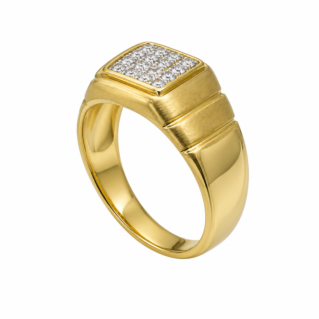 10K Yellow Gold Men's Ring 0.14 ct Natural Diamond