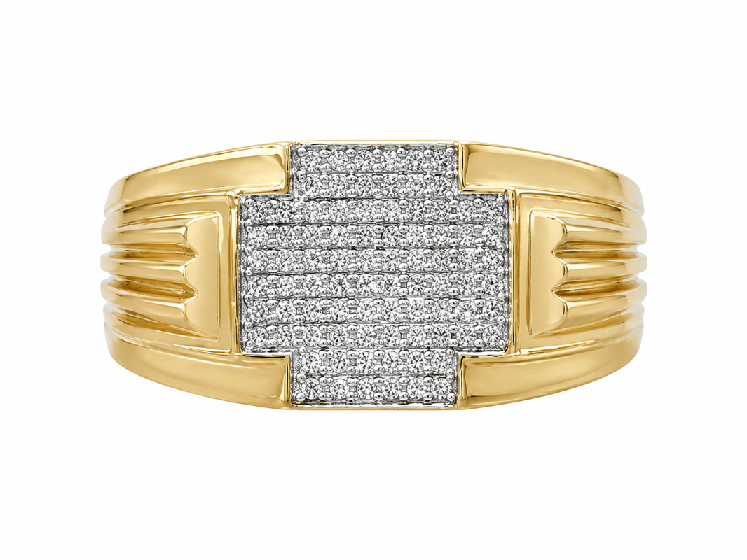 10K Yellow Gold Men's Ring 0.25 ct Natural Diamond