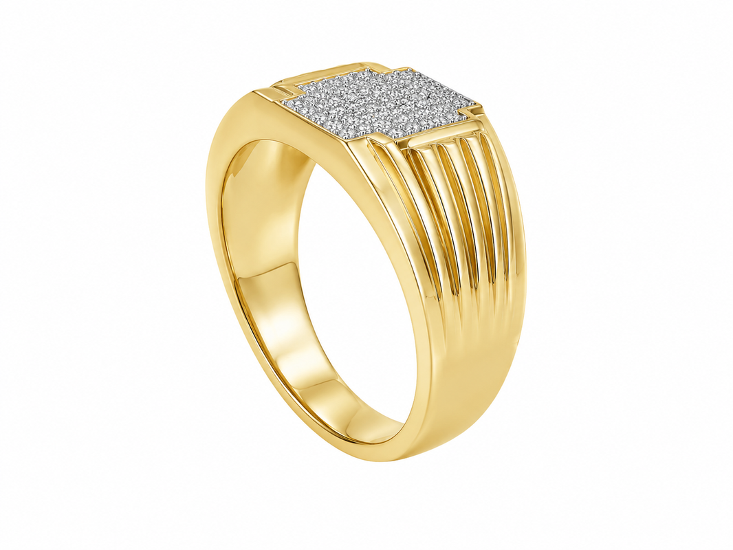 10K Yellow Gold Men's Ring 0.25 ct Natural Diamond