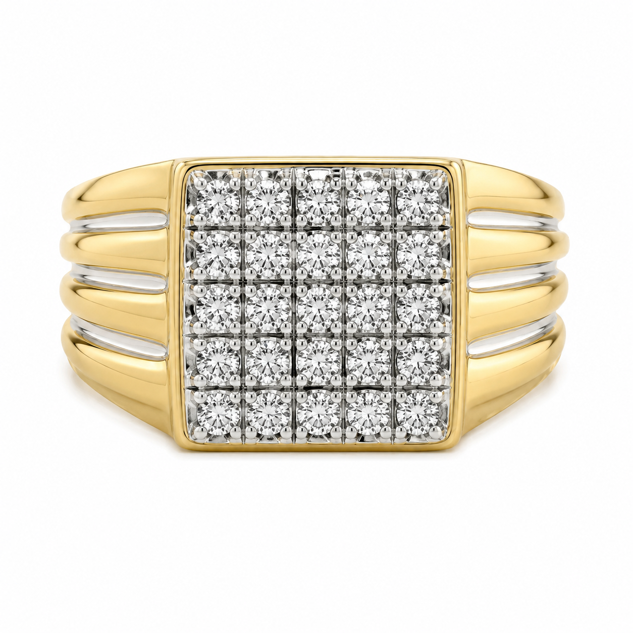 10K Two-Tone Gold Men's Ring 0.24 ct Natural Diamond