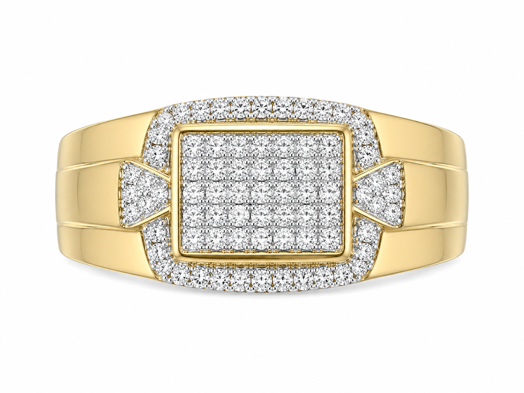 10K Yellow Gold Men's Ring 0.25 ct Natural Diamond