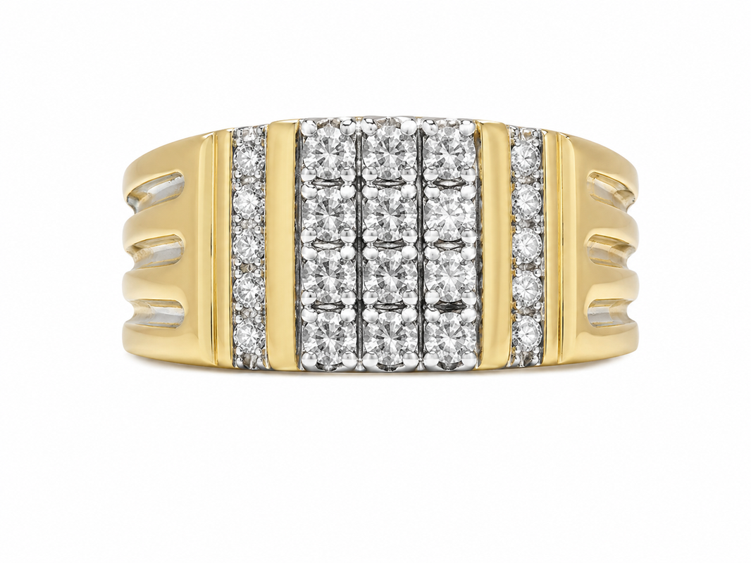 10K Two-Tone Gold Men's Ring 0.27 ct Natural Diamond