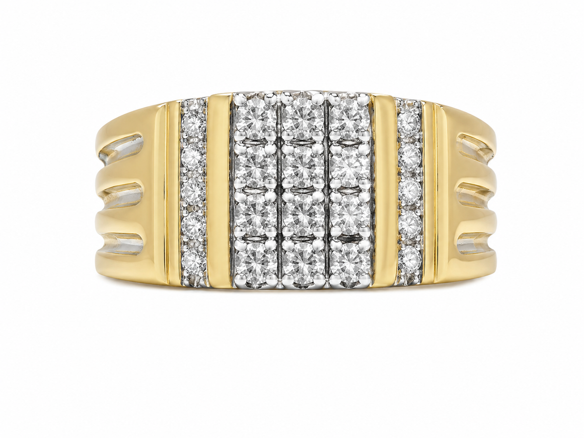 10K Two-Tone Gold Men's Ring 0.27 ct Natural Diamond